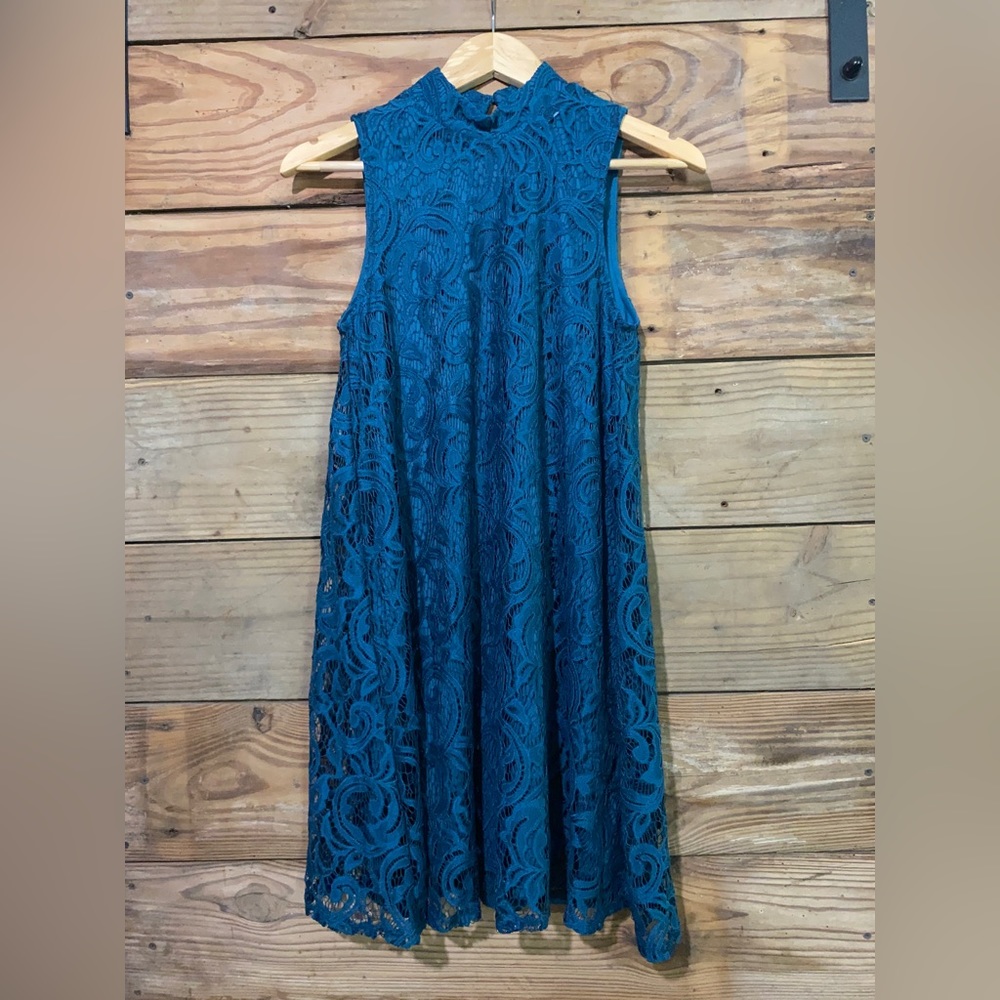 Lace overlay dress.